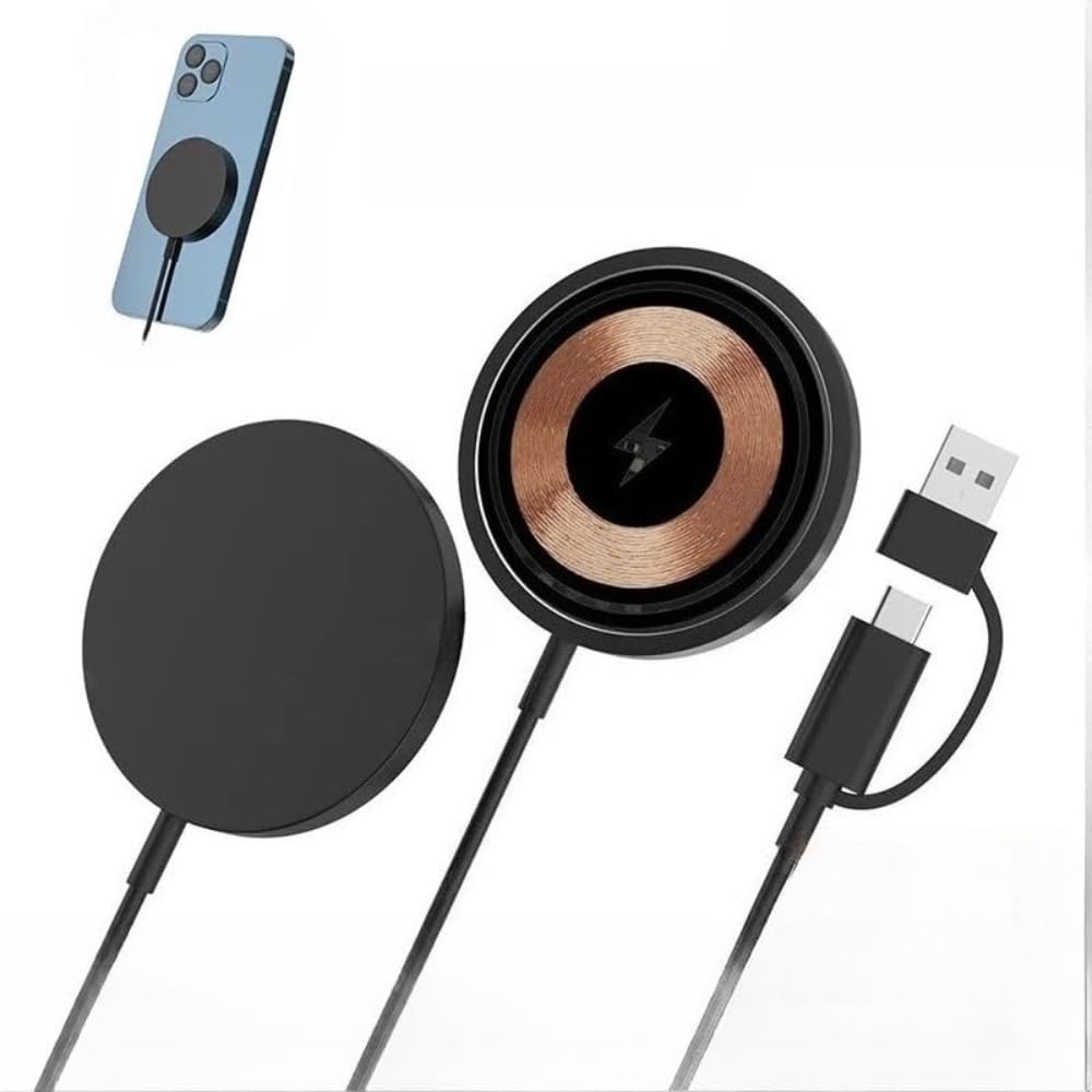 Fast Magnetic 15W Wireless Charger for Magsafe iPhone 15 14 13 Pro Max Samsung Xiaomi Chargers Induction Quick Charging Dock Station (USB+Type C Input -2)