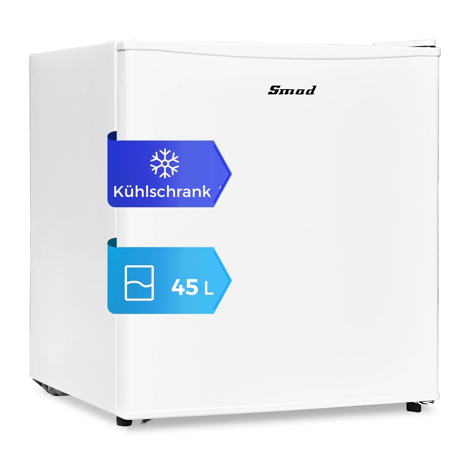 Smad Mini Kühlschrank 45L, Kühlschrank Klein, 230V, Kleiner Leiser Kühlschrank mit Umkehrbarer Tür, Minikühlschrank, Temperaturregelung 0–10 °C, Minibar für Schlafzimmer, Büro, Hotel, Wohnzimmer, Weiß