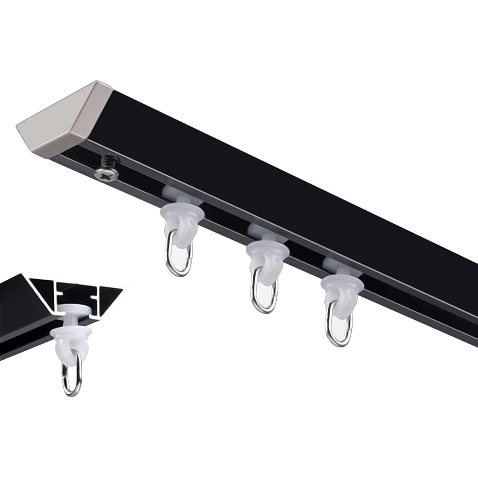 GLDYTVF Heavy Duty Aluminum Curtain Track for Room Divider & Windows Black 260cm - Durable Ceiling Rails for Curtains & Bathroom Privacy Solutions