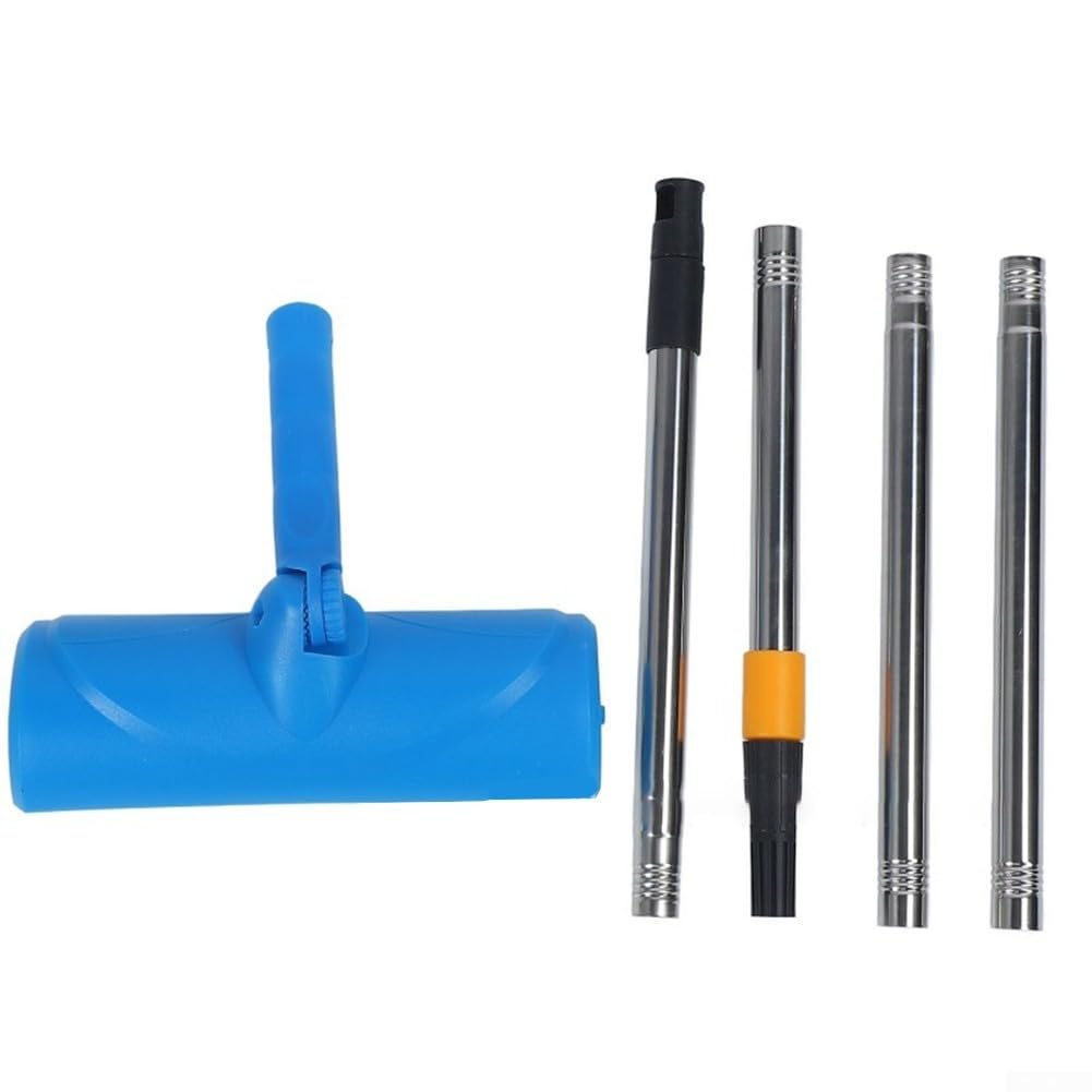 Rouleau de peinture réglable 10 pouces avec protection anti-éclaboussures – Barre télescopique pour plafonds et murs – Rouleau de peinture en PVC Bleu (2)