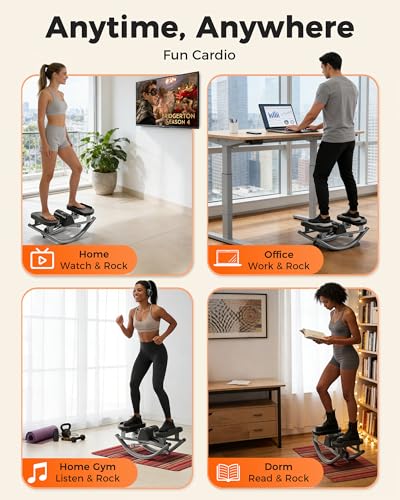 Image of FineWay Upgraded Rock Stepper 2.0 for Exercise at Home, Rocking Stepper Side to Side, Low-Impact Knee-Friendly Exercise Machine with Resistance Bands, LCD Monitor & 330 LBS Capacity, Full Body Workout