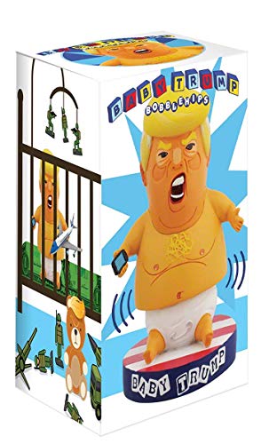 Royal Bobbles Baby Trump Blimp Bobblehips Bobblehead, Limited Edition Funny Toddler President W/ Cellphone & American Flag Base, Political Figurine #TOP4