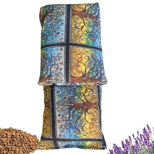 GIFRATELLI Saco Térmico de Semillas de Aceituna y Flores de Lavanda 100% Natural 45×12 cm Frío y Calor Desinflamatorio y Calmante Para Microondas y Congelador (Otoño claro)