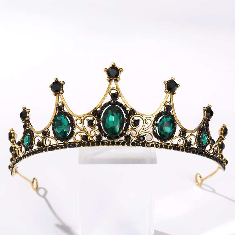 Crown tiaras for women vintage corona negra de novia con cristales barrocos 3