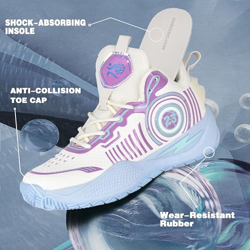 Image of Men's High-Top Basketball Shoes Anti-Slip and Wear-Resistant Soles Running Shoes Graffiti Design Fashionable Sports Shoes