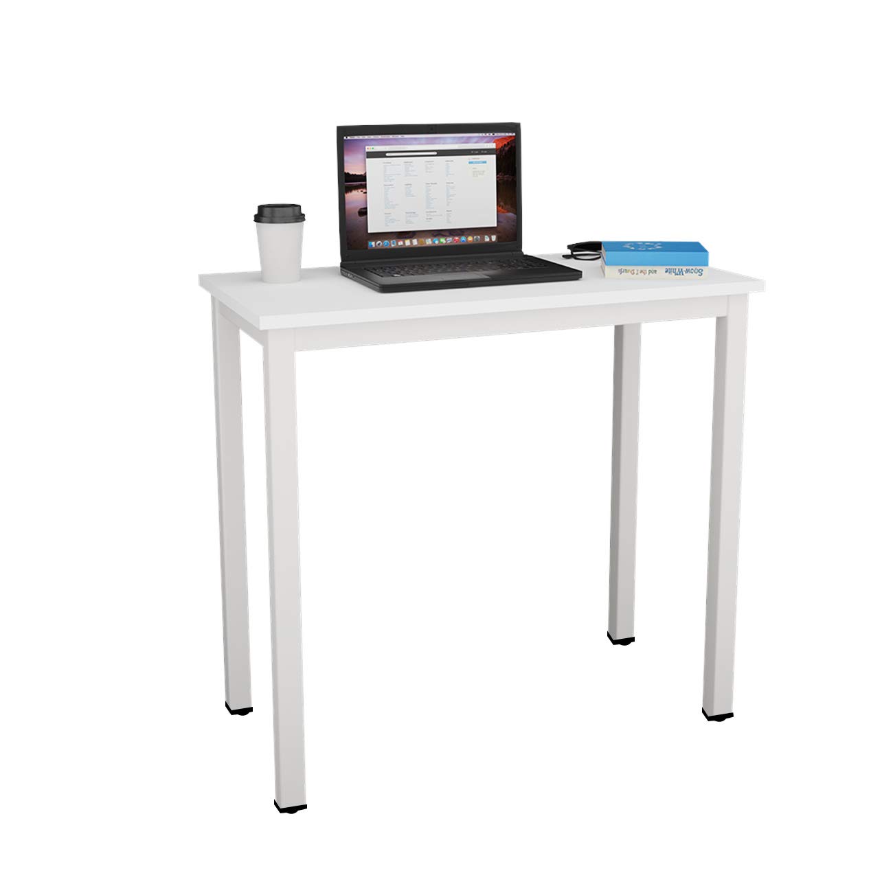 DlandHome Mesa de Ordenador Escritorio de Oficina 80x40cm Mesa pequeña de Estudio Puesto de Trabajo Mesa de Despacho, Blanco