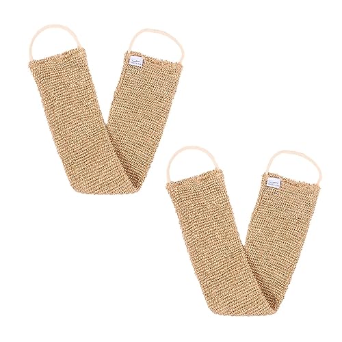 OUNONA 2Pcs Ramie Jute Back Scrubber Exfoliating Bath Towel for Daily Shower Use Lightweight and Portable Bath Strap for Home and Travel Gentle Cleansing for Arms Legs and Back