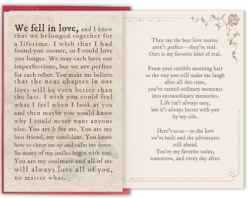 Romantic Anniversary Card for Him Her, Sweet Valentines Day Gift with Heartfelt Message Inside, Love...