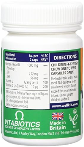 Vitabiotics Wellkid Omega-3 Chewable - 60 Capsules