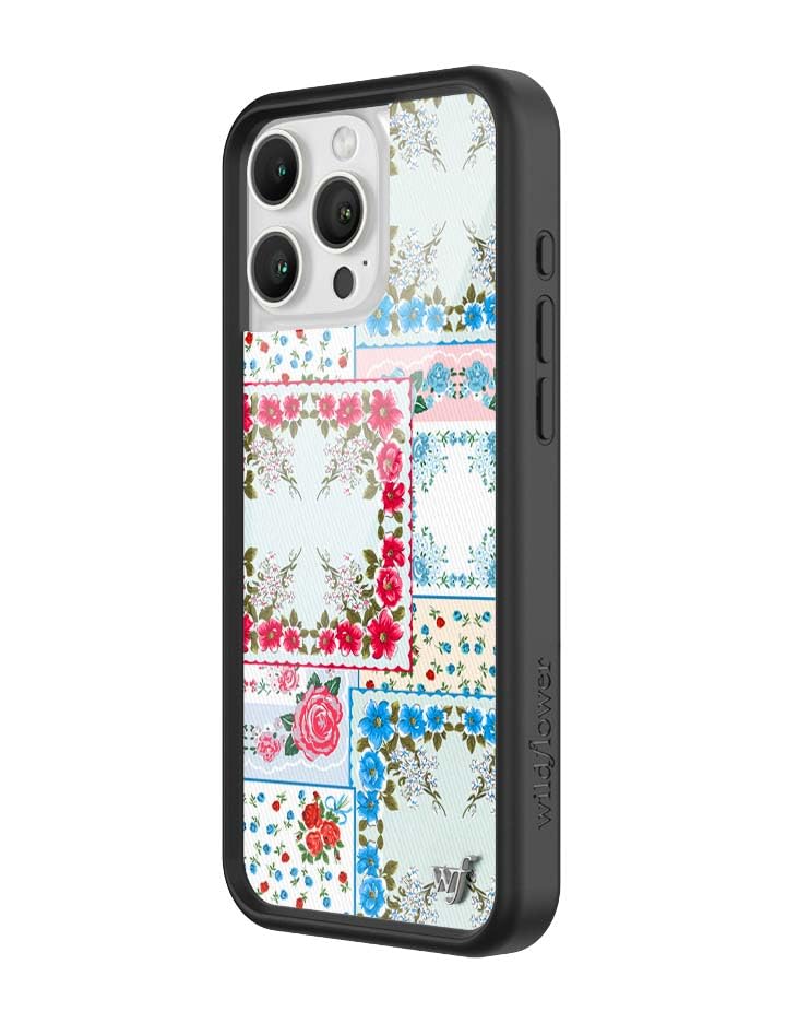 Image of Wildflower Cases - Compatible with iPhone 16 Pro Max | Protective Black Bumper, 6.5ft Drop Test Certified, Women Owned Small Business | Floral Aesthetic Cute Trendy | FLL Collab - Sweetheart Patchwork