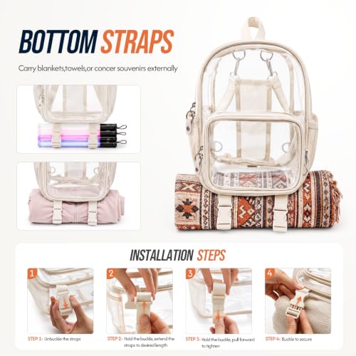 crawing Mini Clear Backpack for Stadium Events Anti-Theft Small Festival Transparent bag with Fan Holder for Concerts, Rave - image 4