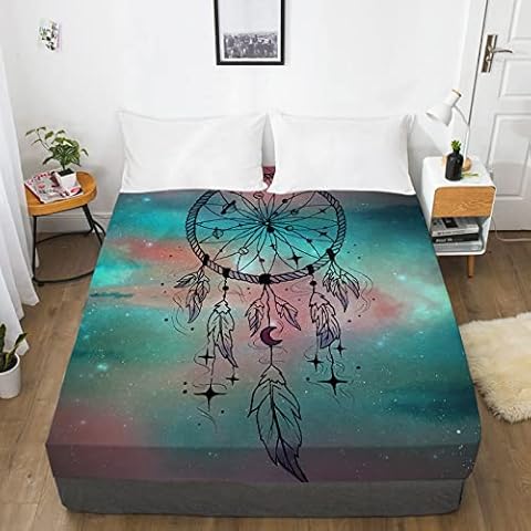 LJHTY Spannbettlaken 180x200 cm Traumfänger Mikrofaser bis 30cm Bett Matratzenhöhe, Hypoallergen Spannbetttücher Cover