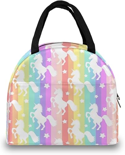 Miniatura 3 de Bolsa de almuerzo con diseño de rayas arcoíris para hombres y mujeres, bolsa de almuerzo a prueba de fugas, bolsa de preparación de comidas linda,