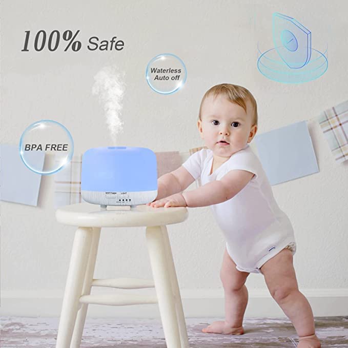 Image of Aromatherapy Diffuser for Essential Oil, 300ml Cool Mist Humidifier with Remote Control, Aroma Diffusers for Home with Waterless Safety Switch & 14 LED Colors