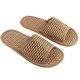 FENICAL Straw Slippers Anti-Slip Rattan Flip Flop Summer Sandal Wood Floor Slippers for Adults 27cm/10.6inches 9-10