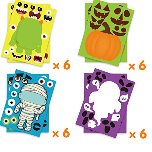 Joy Bang Halloween Stickers Halloween Party Games For Kids Make Your Own Jack-O-Lantern Make A Face Stickers Diy Halloween Party Activities Halloween Party Favors #TOP4