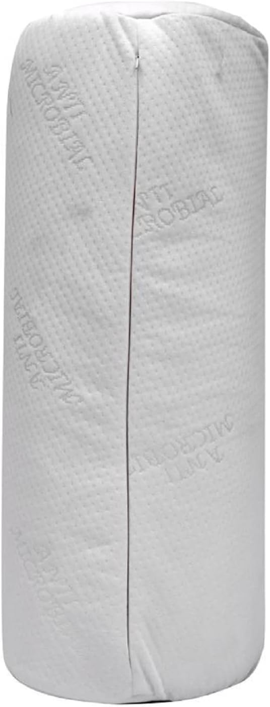 APPETINA Memory Form Neck Roll Pillow for Sleeping- Round for Cervical Support -White Memory Foam Bolster for, Spine, Lumbar Traction, Spondylosis Pain Relief Washable Bmboo Cover with Cover