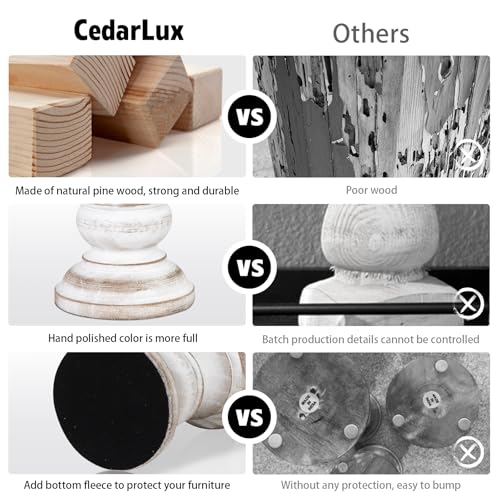 Candle Holder for Pillar Candle Set of 3, Farmhouse Wood Candle Holder, Rustic Wooden Candle Stand, Decorative Wood Candlestick Holders for Living Room, Table Centerpiece (Antique White) - Image 4