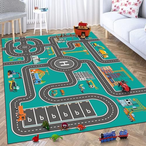 カーペット ラグ 道路 キッズ プレイマット ロードマップ 100*150cm キッズ マット 子供部屋 肌触り 洗える 地図マップ 赤ちゃん 知育玩具 ベビー 知育 フロアマット 滑り止め 家の装飾 お部屋 ビーチ カラー 大きいサイズ 公園 野外 オー