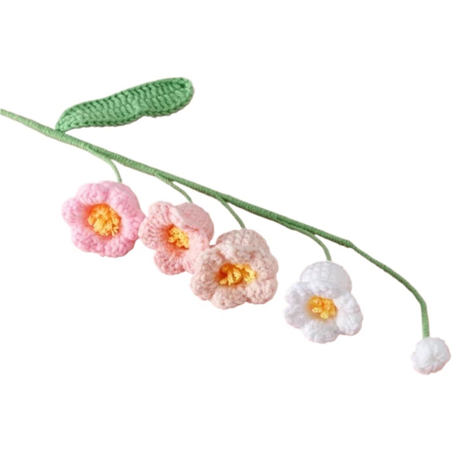 ZHSOAO 4pcs Crochet Bell Bouquet Finished Kintted Flower Fake Flowers for Weddings Birthdays(Color7)