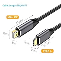 Vista 7 de Cable USB C a Mini DisplayPort, tipo C (Thunderbolt 3) a Mini DisplayPort 4K a 60Hz compatible con MacBook Pro/Air/iMac/Mac Mini/Surface a Mini DP