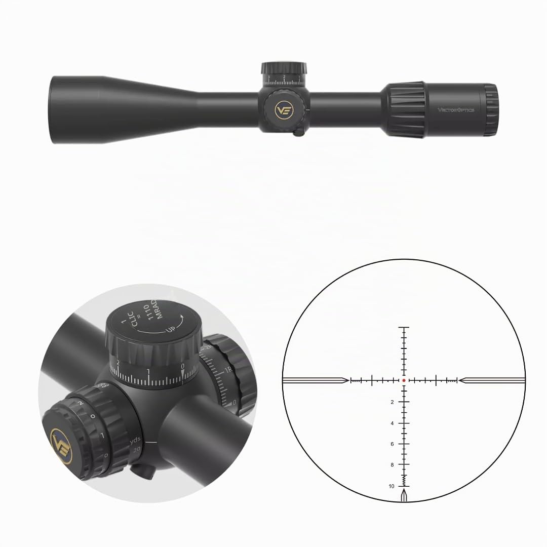 Vector Optics SCFF-65 Tauron 4-24x50FFP Genii Lunette de visée pour le sport, l'airsoft et la chasse, fusil à air, visière cible, lunette de visée de fusil, Rifle Scope, nombreux accessoires