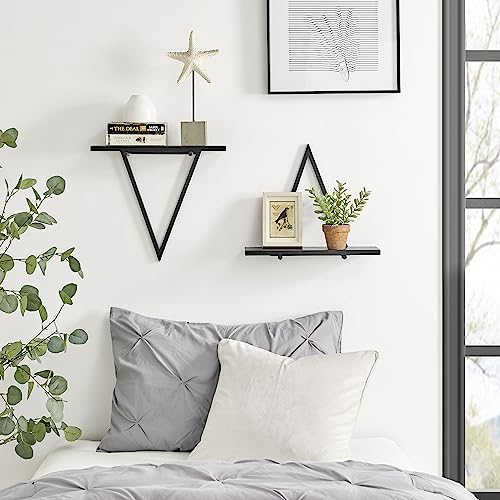 Danya B. Contemporary Decorative Triangle Accent Wall Shelf - Reversible Configuration - Accent Shelves Set for Displaying Books, Plants, Statues, Photos, Art, and Other Decor (Black/Black) - Thumbnail 4