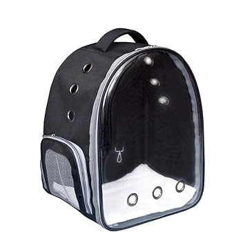 Risan Pet Transparent Cat & Small Dog Puppy Kitty Shihtzu Breathable Carriers for Breathable Airline Travel Approved Air Ventilation Backpack Size 17 ? 13 ? 11 inch Black