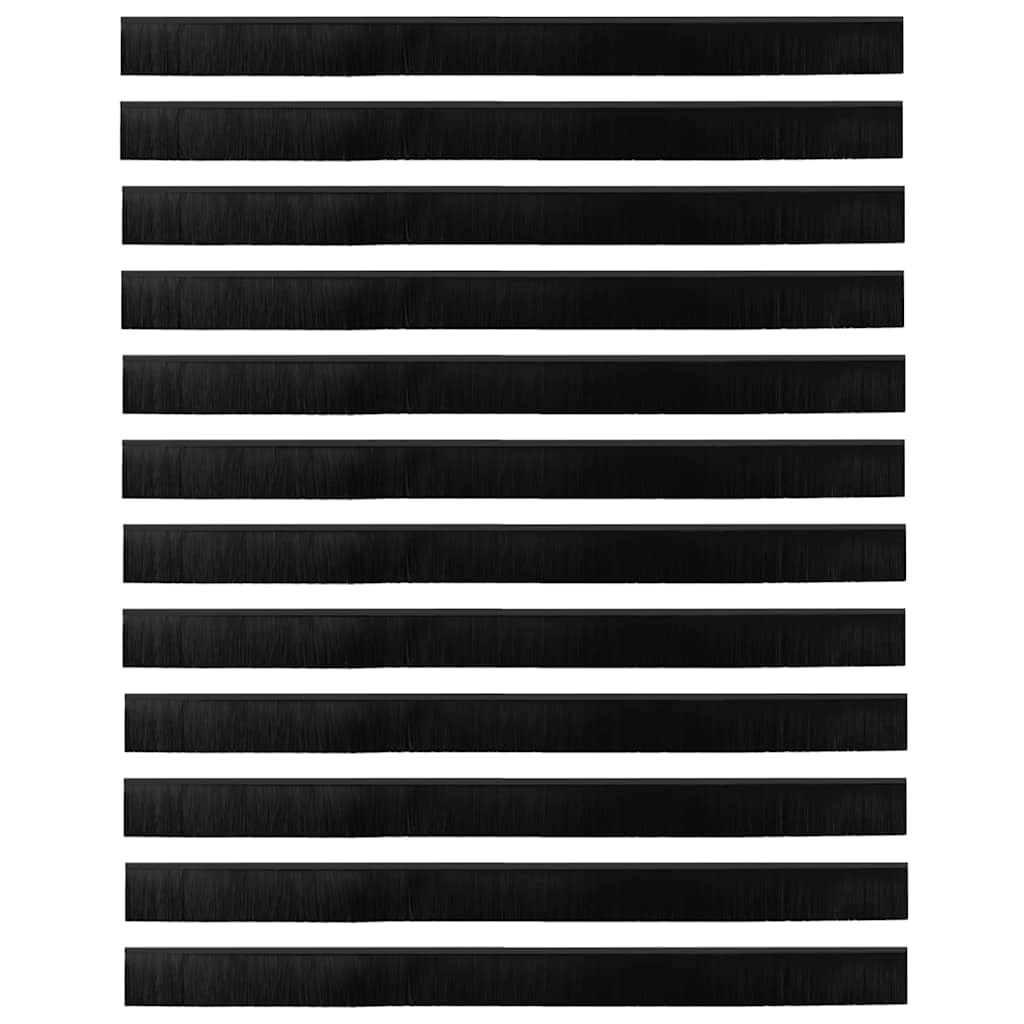 12 juntas de cepillo de puerta de 100 cm, color negro, burlete de aluminio con cerdas de nailon, autoadhesivas, para puertas interiores