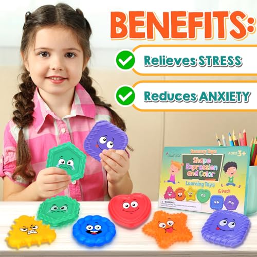 Sensory Toys for Kids Toddlers - Social Emotional Feelings Toys for Special Needs, Texture Shapes Learning Tactile Toy Preschool Classroom Must Haves, Calm Down Sensory Toys for Autistic Children - Thumbnail 3