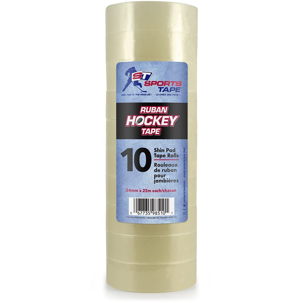 SportsTape Ruban Hockey Tape, 24mm x 25m, Clear, (10-Pack)