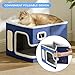 ZOMISIA Cat Beds for Indoor Cats - Large Cat House for Pet with Fluffy Ball Hanging and Scratch Pad, Foldable Cat Hideaway,16.5x16.5x13 inches, Grey