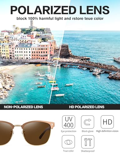 Image of BIRCEN Mens Polarized Sunglasses for Driving: Al-Mg Metal UV Protection Sun Glasses Square Shades for Fishing Travel 2026