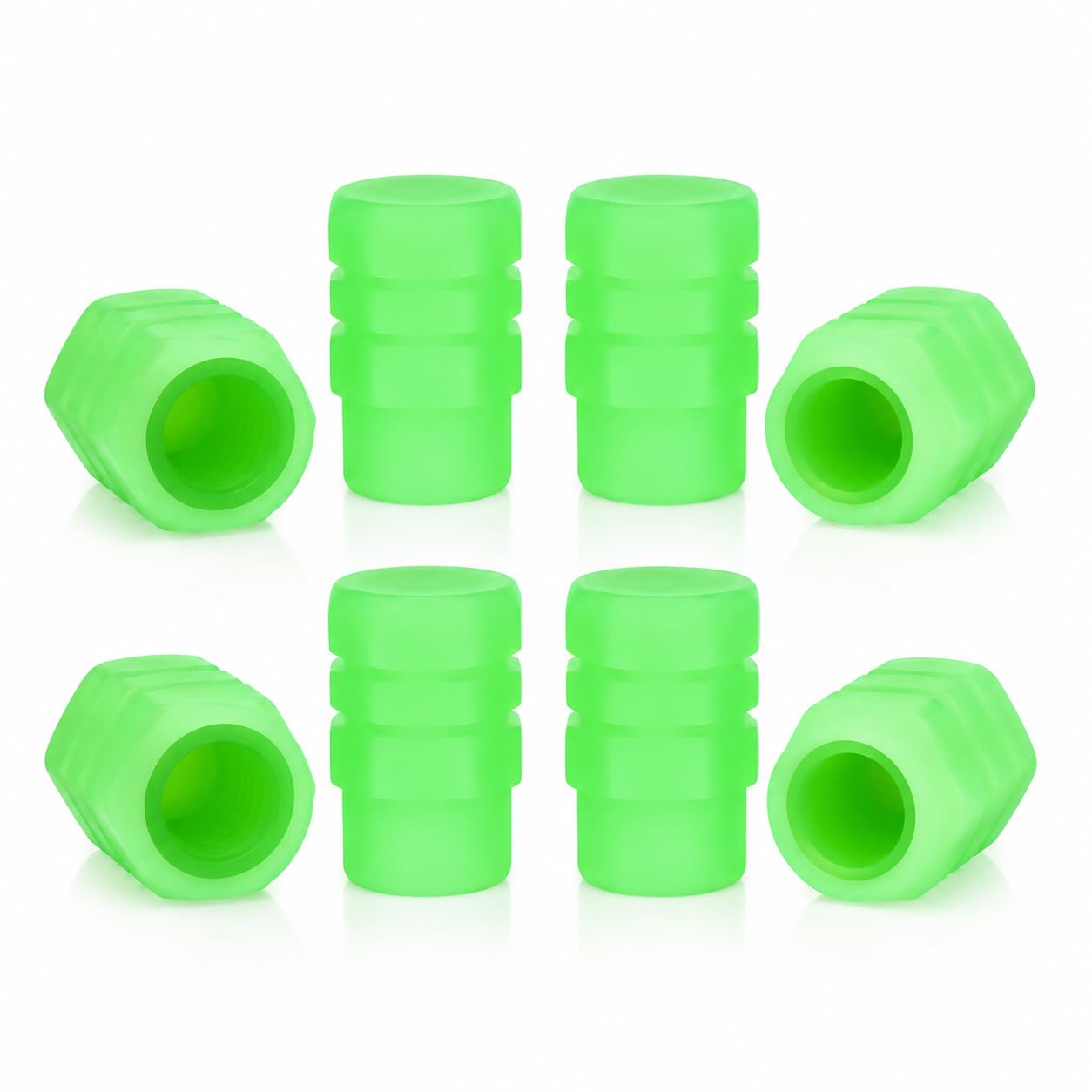 MeeTo Tire Valve Stem Caps Universal for Car, Bikes, Trucks, Luminous Fluorescent Glow in The Dark Air Cover, Tire Pressure Radium Caps, Modification & Decoration Accessories, Green Color, (Pack Of 8)-image-44