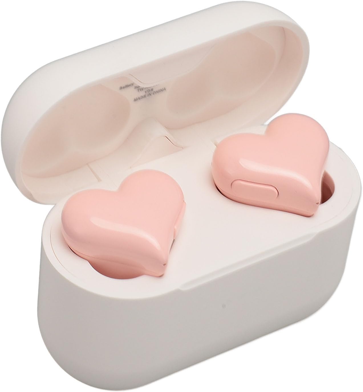 ASHATA Heart Shape Bluetooth Earbuds, Noise Canceling in Ear Bluetooth Headphones Headset with Charging Case, IPX8 Cute Stereo Earphones Built in Mic (Pin)