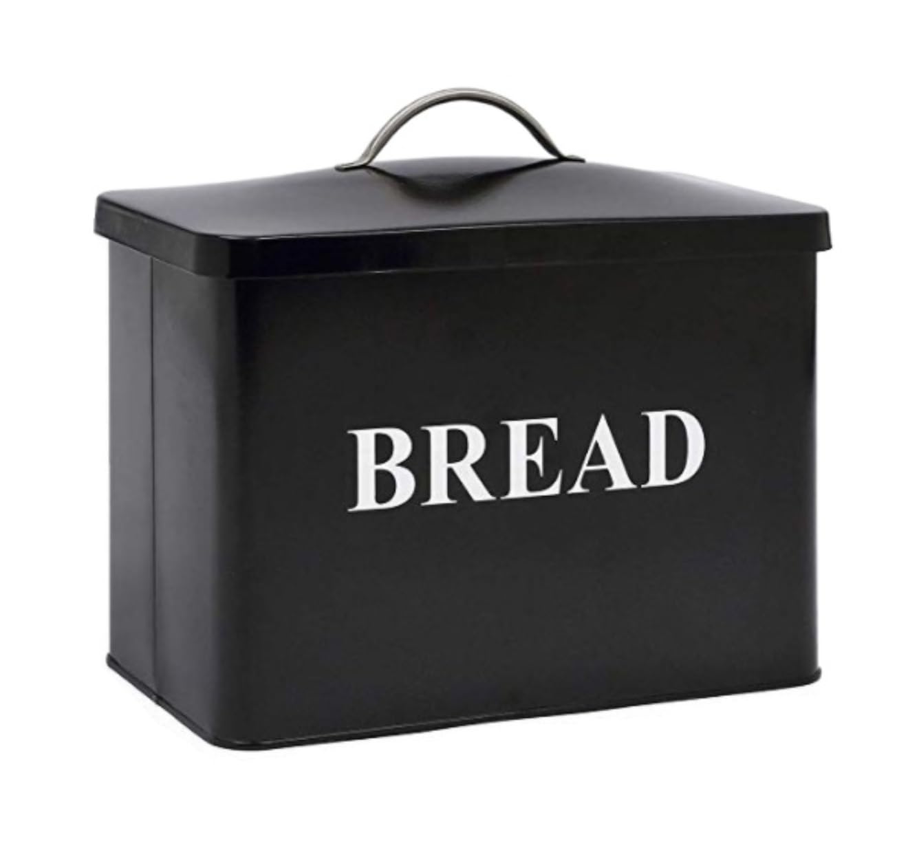 GOOPEEG Bread Bin, Pastries Metal Bread Bin Household Storage Container With Lid Box For Cabinet Restaurant Kitchen Storage Bin for Fresh Loaves(Black)