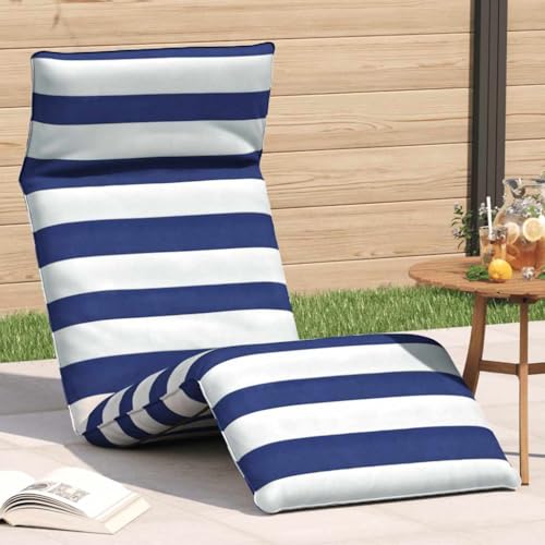 Holamys Tumbona plegable para jardín y playa, azul-blanco, 175 x 54 x 8,5 cm, tela Oxford, respaldo ajustable, ideal para relajarse.