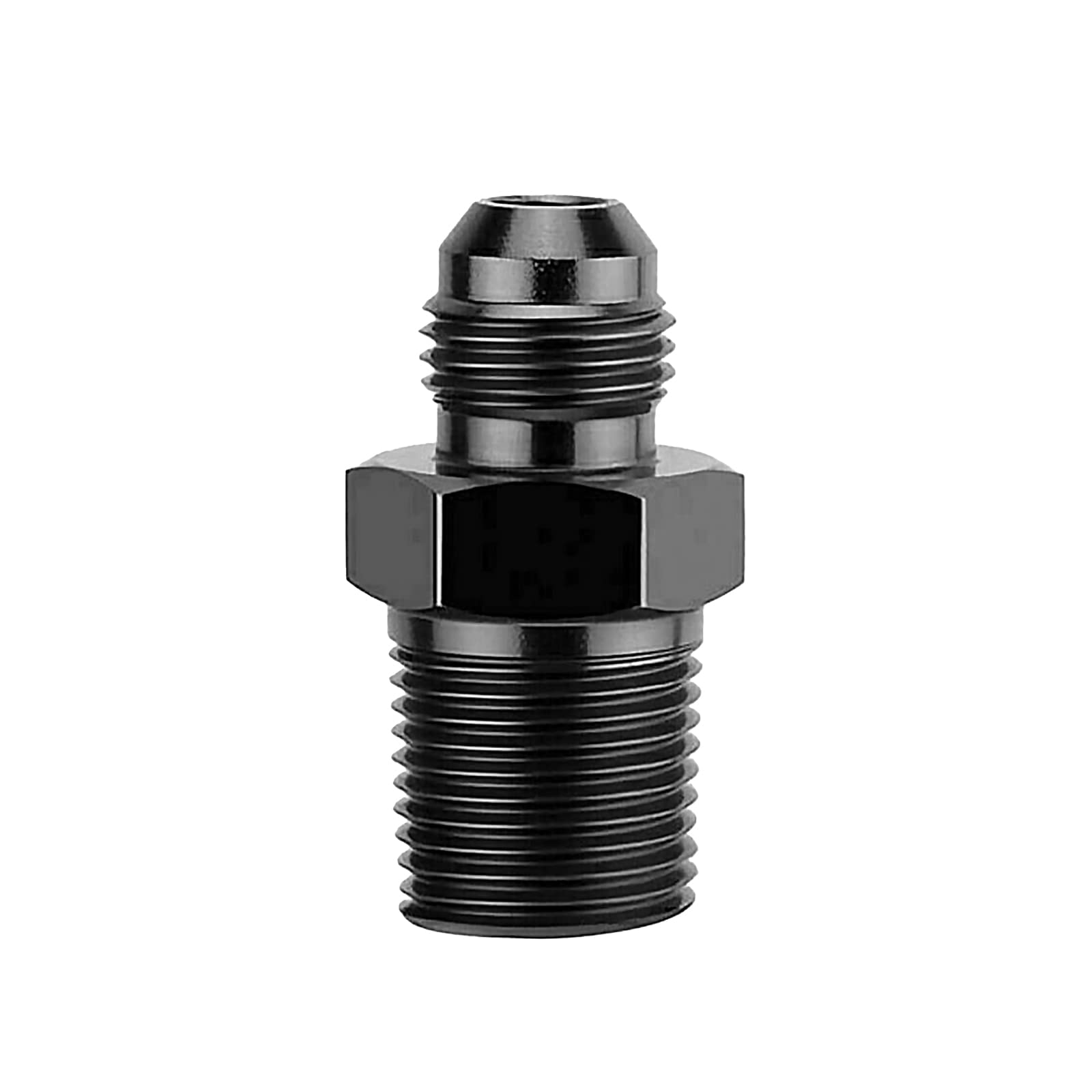 BLACKHORSE-RACING 6AN to 3/8 NPT Male Hose Fitting Adapter, Aluminum Flare Male 6AN to 3/8 '' NPT Union Fuel Oil Line Pipe Connector Black Anodized