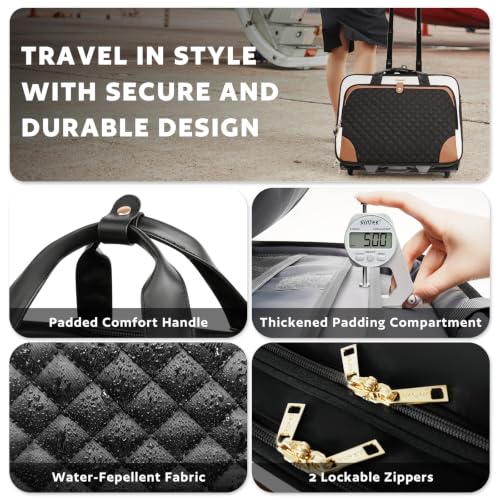 Image of Arcoyard Rolling Laptop Bag for Women, 17.3 Inch, Beige Brown | Large Rolling Briefcase, Waterproof Pocket, Computer Bag with Wheels, For Office Travel Business Teacher Commute