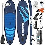 🏄 【Protezione in PVC di grado militare+ V Drop Stitch Core】Stand up paddle board gonfiabile Con la costruzione interna 1000D Drop Stitch di N1.2mm materiale esterno in PVC ultra robusto e spesso, le Tavola da Stand Up Paddle gonfiabili della pagaia possono resistere alla grande pressione senza deformarsi o scoppiare. Evitare urti o usura a causa di pietre, vetro e bordi taglienti.SUP Board Set Ideale per flusso, lago, torrent, acqua salata.
