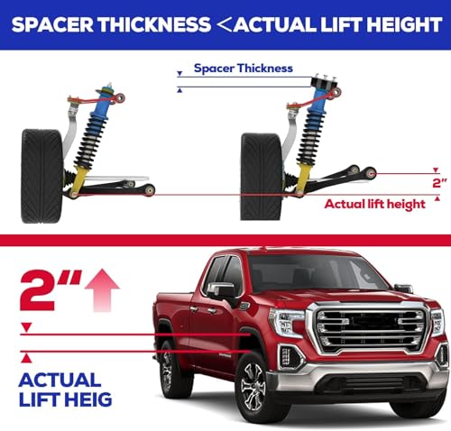 Image of KSP 2 inch Silverado Leveling Lift Kits, 2in Front Suspension Lift Spacers Compatible With Chevy Silverado GMC Sierra 1500 2007-2026, 2pcs Aluminum Strut Spacers Increase 2inch Space on Pickup&Trucks