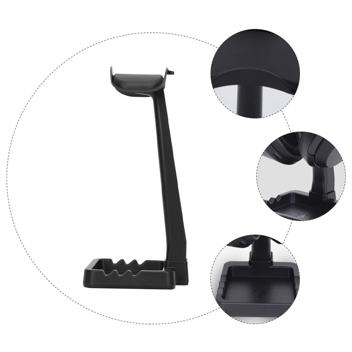 Supporto per Cuffie da Tavolo Nero, Rack per Computer | Abs e Tpu, Struttura Robusta da 3kg, per Scrivania e Postazione Computer