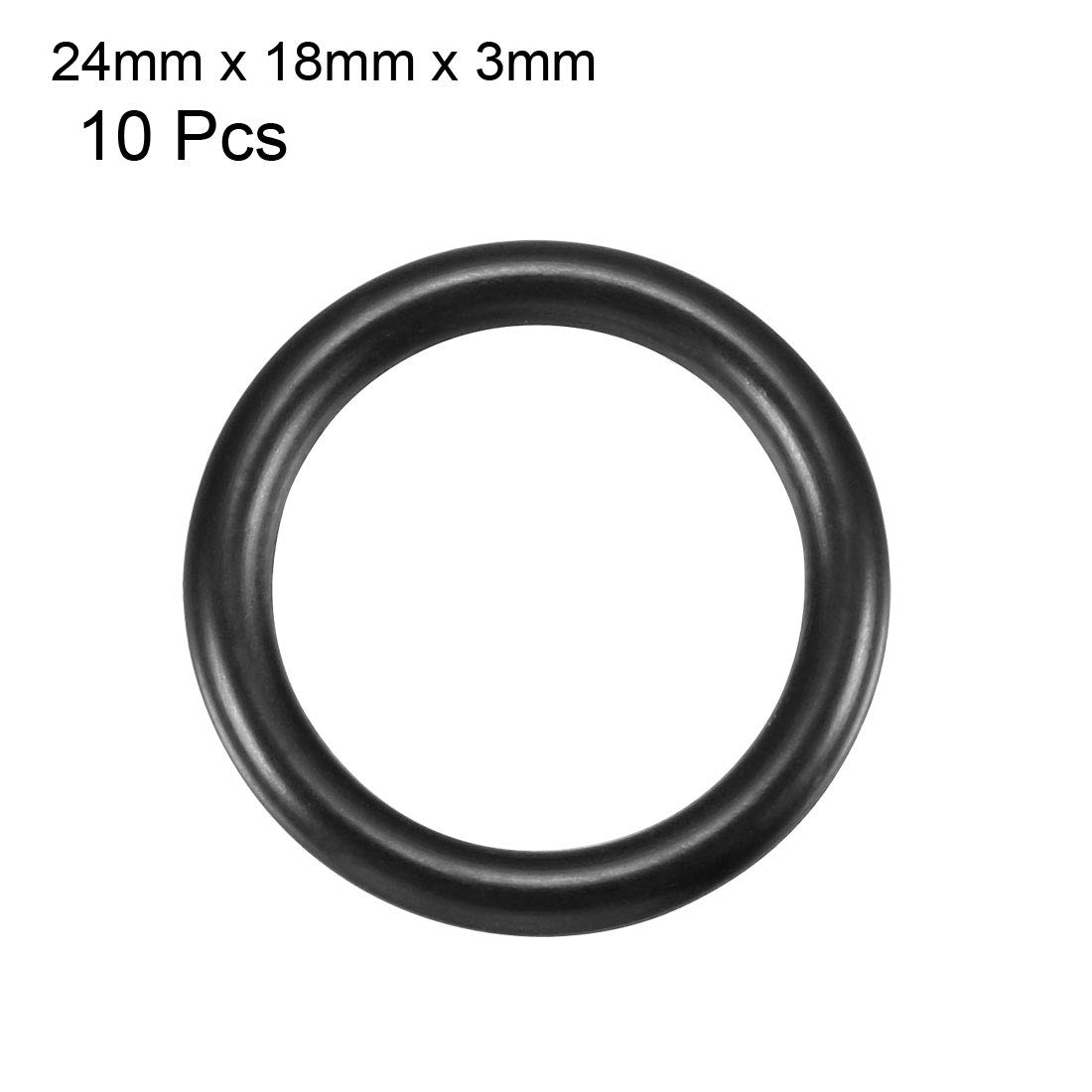 uxcell Nitrile Rubber O-Rings, 24mm OD 18mm ID 3mm Width, Metric Sealing Gasket, Pack of 10