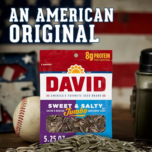 DAVID Roasted and Salted Sweet and Salty Jumbo Sunflower Seeds, Keto Friendly, 5.25 oz, 12 Pack - Thumbnail 7