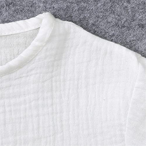 Toddler Kids Baby Boy Girl Solid Pullover Short Sleeve Cotton Sweatshirt T Shirt Crewneck Tops 2PCS Shorts Set Outfits3