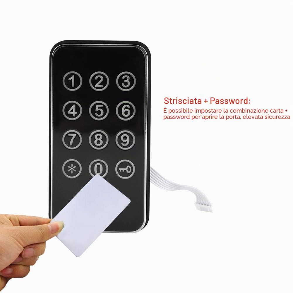 Ftvogue Serratura senza chiave con combinazione di codice cifre Kit serratura elettronica dell'armadio per cassette portautensili per sportelli Spa Nero