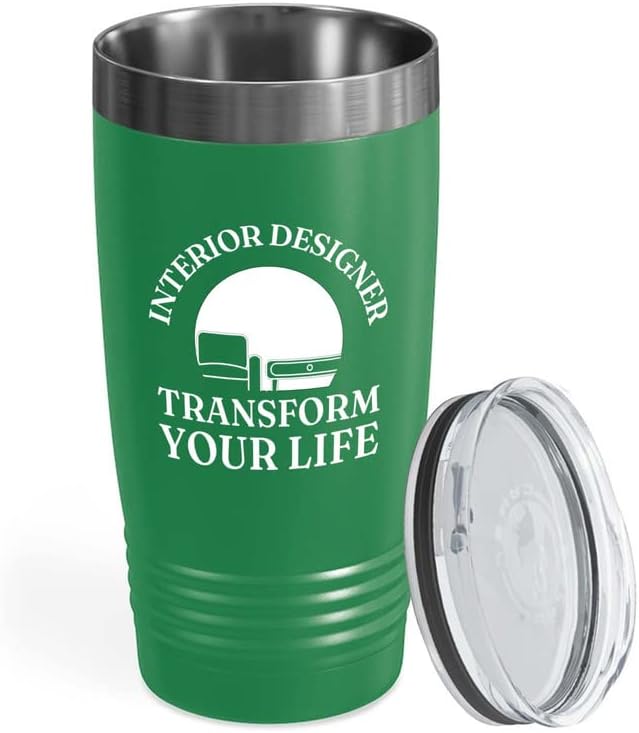 Interior Designer Green Edition Ringneck Tumbler 20oz - Transform Your Life - Interior Decorator Builder Arranger Organizer Home House Office Room Homestyler Artificer Aesthetician