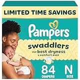 Pampers Swaddlers Diapers, Size 0 (up to 10 lbs), 84 Count, Absorbent, Keeps Baby Dry and Comfortable, Skin Safe Disposable Baby Diaper (Packaging May Vary)