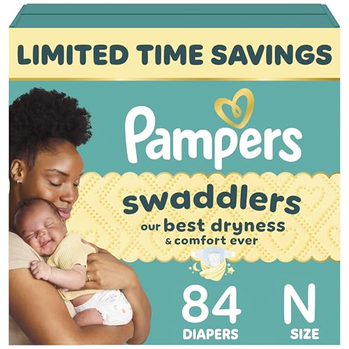 Image of Pampers Swaddlers Diapers, Size 0 (up to 10 lbs), 84 Count, Absorbent, Keeps Baby Dry and Comfortable, Skin Safe Disposable Baby Diaper (Packaging May Vary)