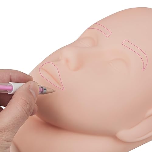 Miniatura 3 de TEONEI Rotulador microblading de cejas, rotulador de piel, maquillaje permanente de cejas posición, herramientas de marca (rosa)